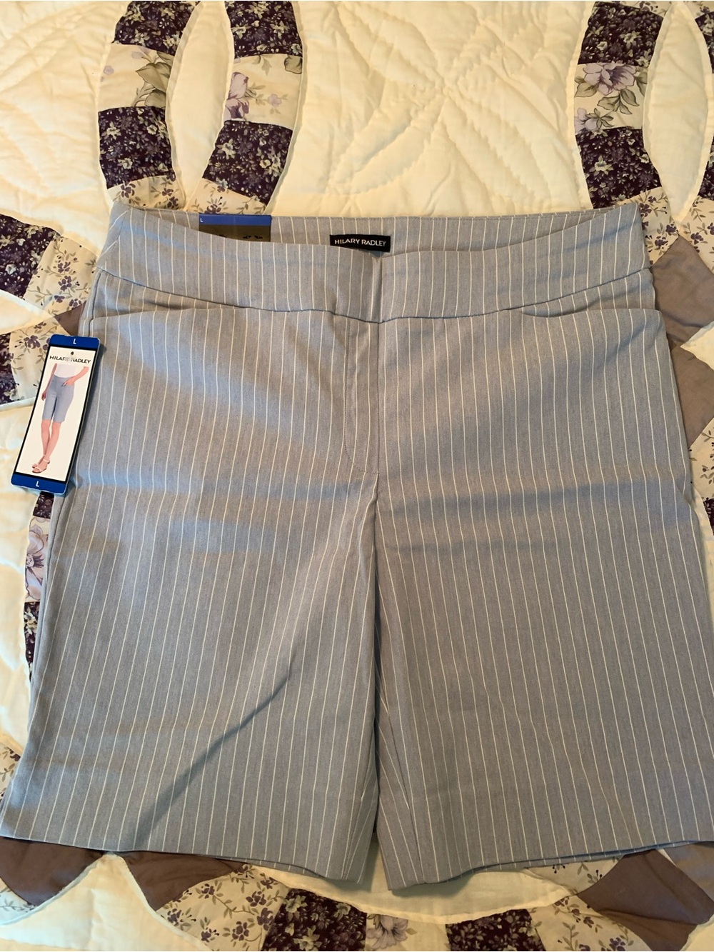 Hilary Radley Blue Pinstripe Women's Dress Shorts